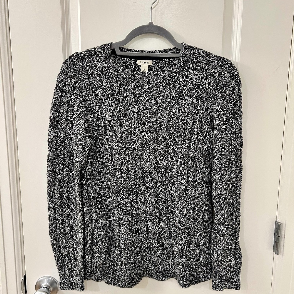 L.L. Bean Cotton Double L Cable Crewneck Sweater